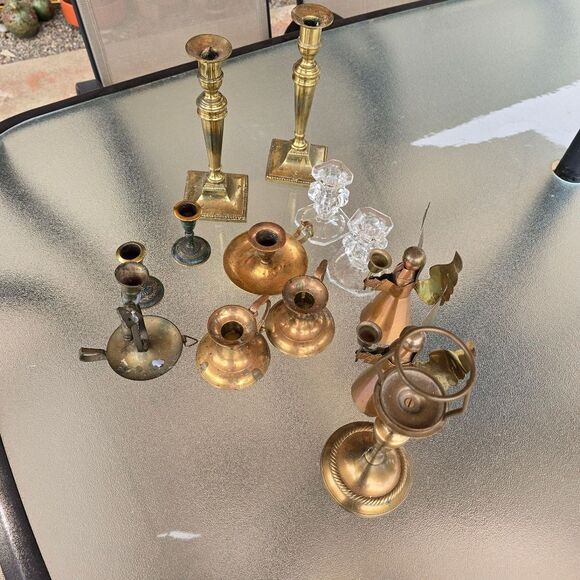 Vintagr Brass Candle Holder Lot Of 12 - Picture 12 of 12